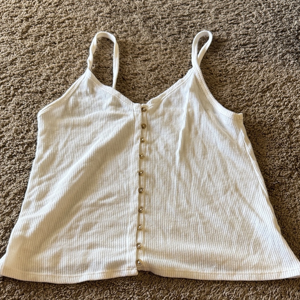 American eagle Women's White Button-Down Tank Top
